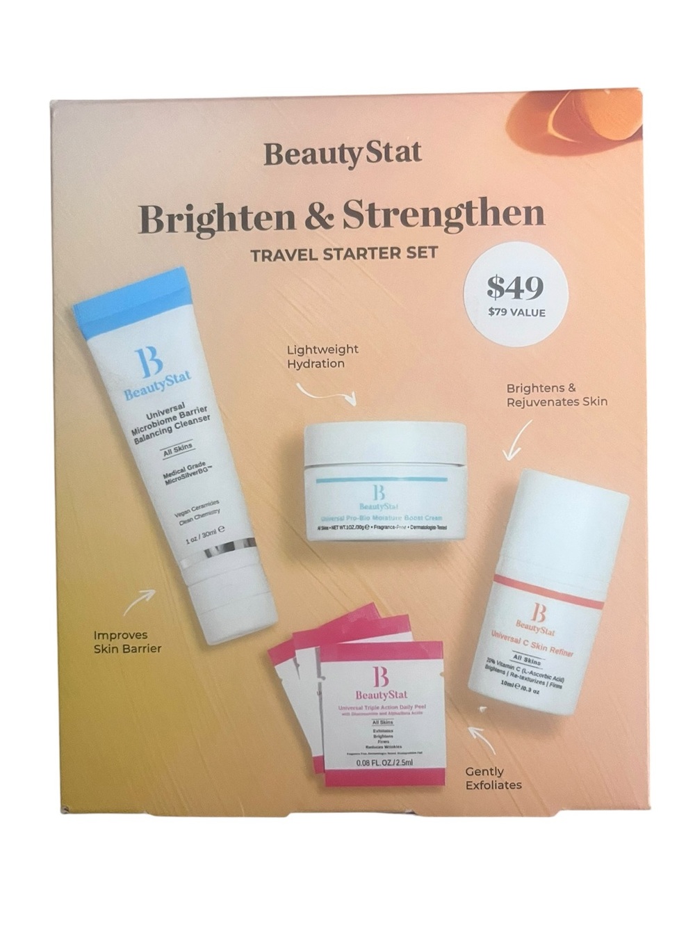 BeautyStat Brighten & Strengthen Travel Starter Set | NIP | $79 Value